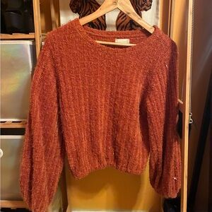 Altar’d State Chenille Knit Cropped Sweater Rust Orange Size